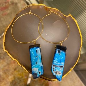 Blue and Gold Drop Earrings